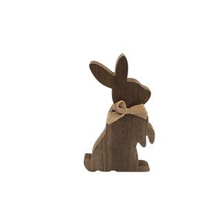Wooden rabbit great easter decor Brown Bow
